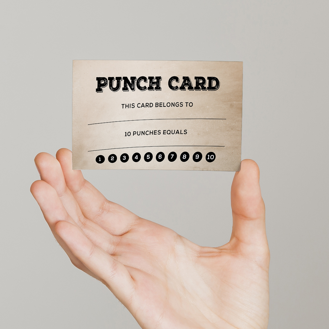 Andaz Press Vintage Kraft Brown Reward Punch Cards, Loyalty Cards for Small Business Customers, 100-Pack, White